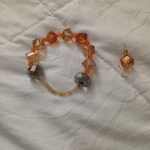 New topaz crystal statement bracelet and pendant gift set hand crafted
